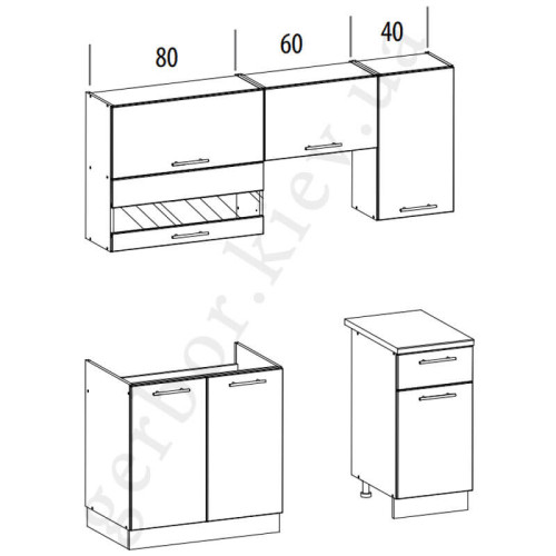 Фото комплекта для кухни TIFFANY 180 BOGFRAN – схема с размерами