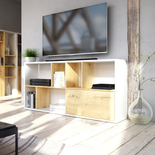 Фото стеллажа SPACE VIVALDI белый / дуб артизан (горизонтальная установка)