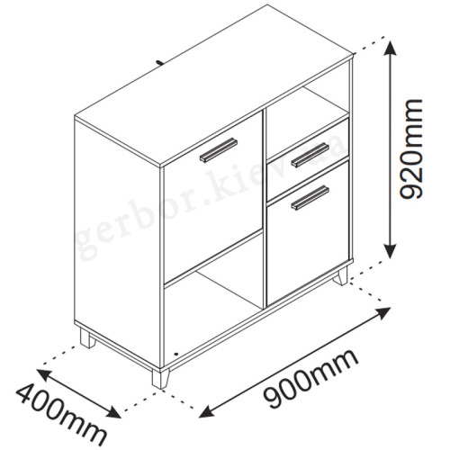Фото комоду STEKA 2D1S ВМВ – схема з розмірами