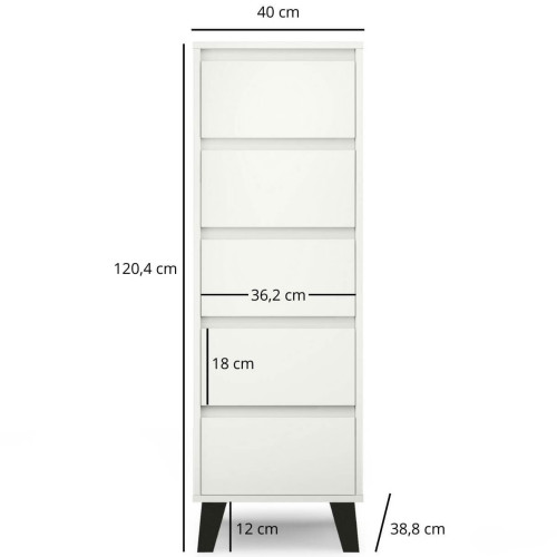 Фото білого комода BORG 5S/40 MEBELBOS – розміри