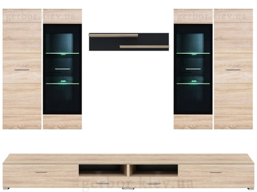 Фото стінки ВУШЕР Гербор дуб сонома / чорний