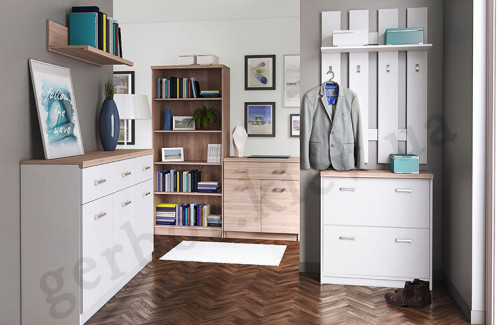 Фото комода KOM 3D2S TOP-MIX VMV Holding белый / дуб сонома в интерьере прихожей