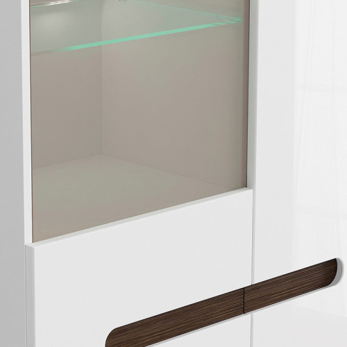 Фото витрины AZTECA TRIO REG1W1D/19/9 BRW белый / белый глянец - ручки