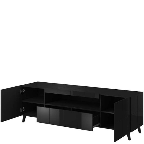 Фото тумбы ТВ REJA CAMA MEBLE черный глянец на ножках – наполнение