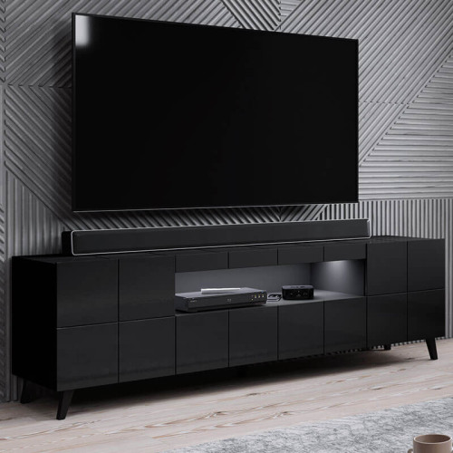 Фото тумбы ТВ REJA CAMA MEBLE черный глянец на ножках с подсветкой ниши