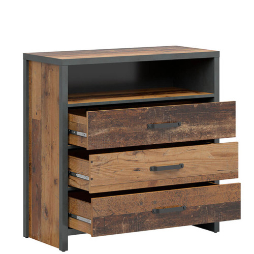 Фото комода WESTON KOM3S BRW сосна old style / матера – наполнение