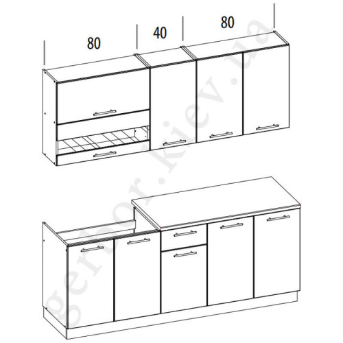 Фото комплекта для кухни TIFFANY 200 BOGFRAN – схема с размерами