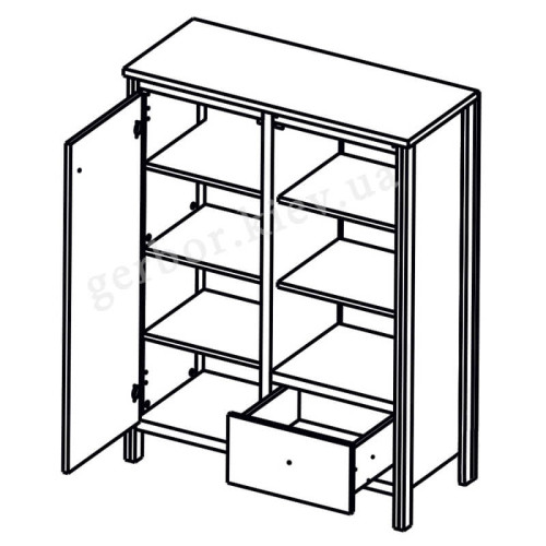 Фото стелажу ЧОС KOM1D1S Гербор – схема наповнення
