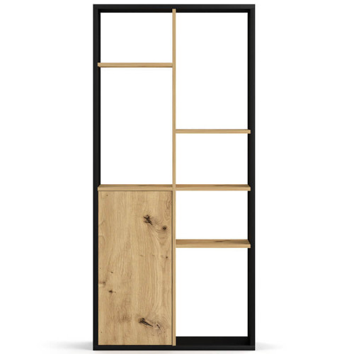 На фото вид спереди стеллажа SPACE VIVALDI черный / дуб артизан