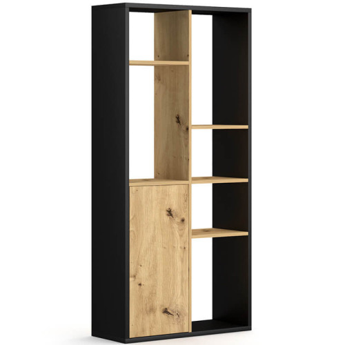 На фото вид слева стеллажа SPACE VIVALDI черный / дуб артизан