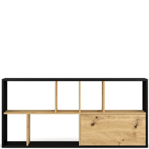 НА фото вид спереди стеллажа SPACE VIVALDI черный / дуб артизан (горизонтальное положение)