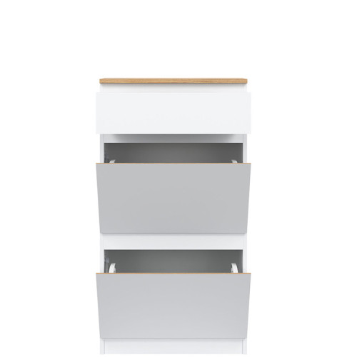 Фото тумби для взуття REMI RM11 LIVEO BOGFRAN білий / дуб евок – вигляд спереду наповнення