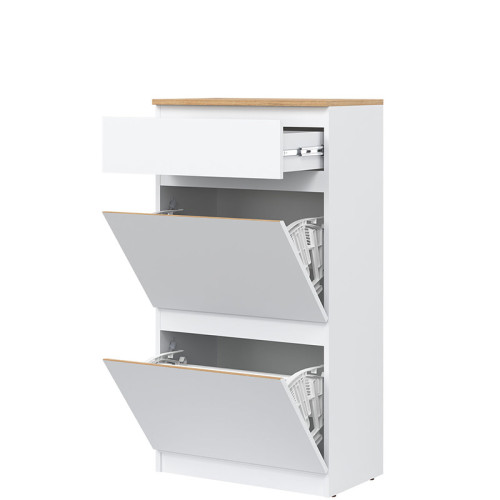 Фото тумби для взуття REMI RM11 LIVEO BOGFRAN білий / дуб евок – вигляд справа наповнення