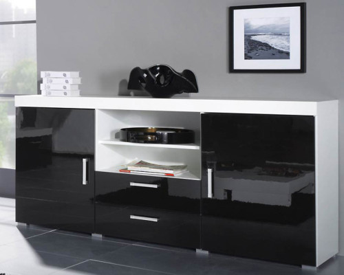 SAMBA CAMA MEBLE Комод белый / черный глянец