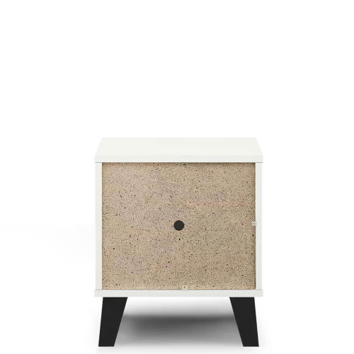 Фото білої приліжкової тумбочки BORG 1S MEBELBOS – тильна  сторона