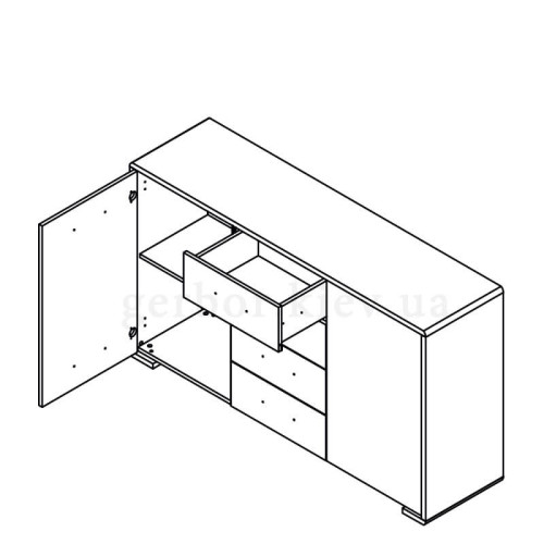 Фото комоду KOM2D4S БУКА Гербор – схема наповнення