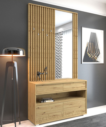 Фото підвісного передпокої ДЕЛІ Гербор дуб артизан в комплекті з тумбою для взуття