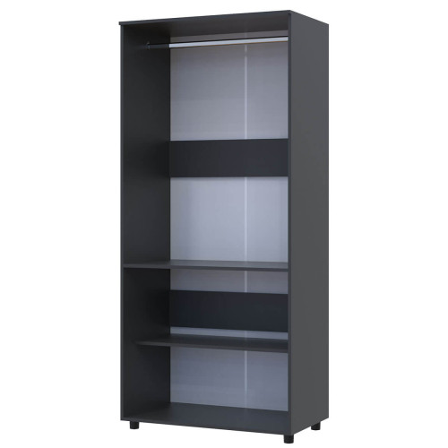 Фото шафи ТОРН 2 ДСП штанга ДОРОС (DOROS) антрацит – вигляд збоку наповнення