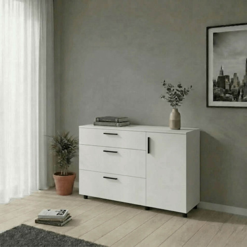 Фото білого комода ТОРН 3Ш/1Д ДОРОС (DOROS) в інтер'єрі
