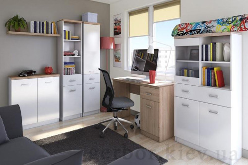 Фото тумбы KOM 2D TOP-MIX VMV Holding белый / дуб сонома в интерьере кабинета