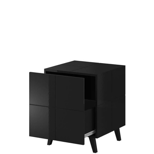Фото прикроватной тумбочки REJA CAMA MEBLE черный глянец на ножках – наполнение