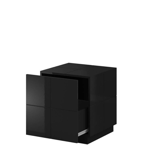 Фото прикроватной тумбочки REJA CAMA MEBLE черный глянец на цоколе – наполнение