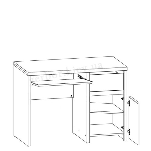 Фото кабінету КАСПІАН мілано БРВ в кольорі дуб мілано темний – схема наповнення письмового столу