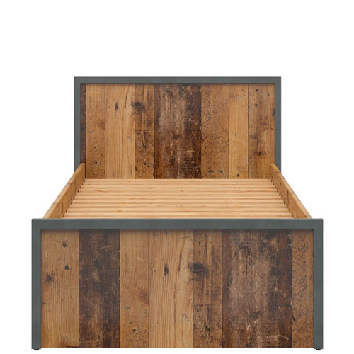 Фото кровати с ящиком WESTON LOZ/90 SZU BRW сосна old style / матера – вид спереди