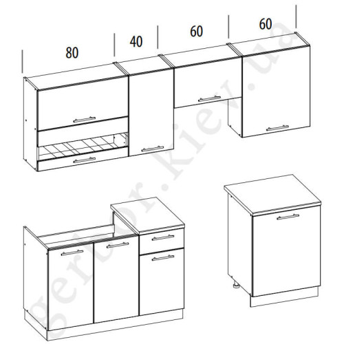Фото комплекта для кухни TIFFANY 240 BOGFRAN – схема с размерами