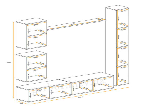 Фото гостиной SWITCH VIII ASM MEBLE – схема с внутренними размерами