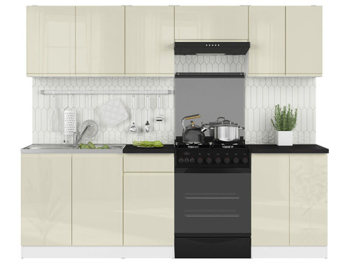 Фото кухні JUNONA LINE 240 BBL BRW ванільний глянець зі стільницею