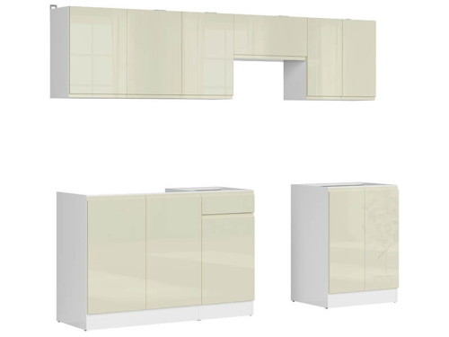 Фото кухні JUNONA LINE 240 BBL BRW ванільний глянець (без стільниці) – вигляд збоку