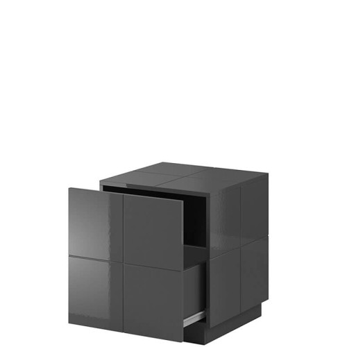 Фото прикроватной тумбочки REJA CAMA MEBLE графит глянец на цоколе – наполнение