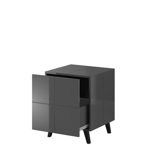 Фото прикроватной тумбочки REJA CAMA MEBLE графит глянец на ножках – наполнение
