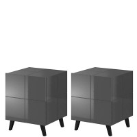 REJA CAMA MEBLE Тумба прикроватная (2 шт.) графит глянец REJA CAMA MEBLE Тумба прикроватная (2 шт.) графит глянец