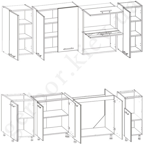 Фото комплекта для кухни TIFFANY 260 BOGFRAN – схема наполнения