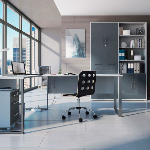 Фото стеллажа OFFICE LUX REG2D/220 BRW  - комплект мебели для офиса