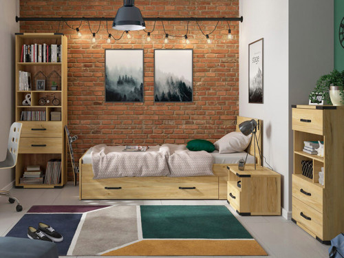 Фото стеллажа LARA REG2S BRW в интерьере детской