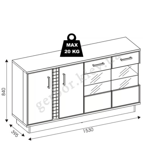 Фото буфета DORIAN DN4 BOGFRAN – схема с размерами