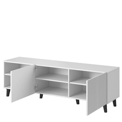 Фото тумбы ТВ 150 PAFOS CAMA MEBLE белый – ниши справа, наполнение