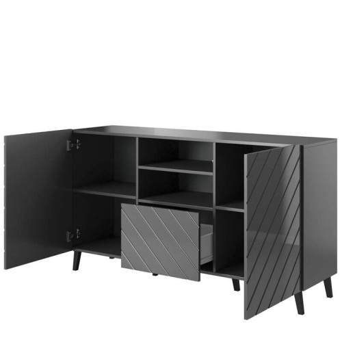 Фото комоду ABETO CAMA MEBLE графіт / графіт глянець – наповнення