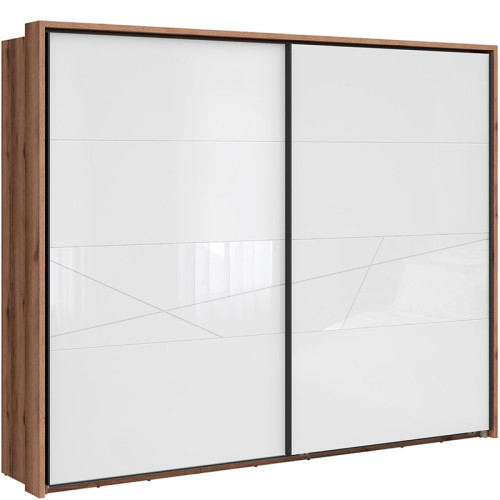 Фото шафи-купе FORN SZF/270 BRW дуб делано темний / білий глянець з додатковою декоративною панеллю