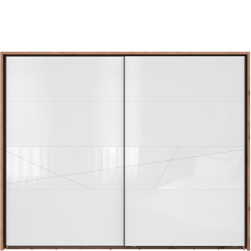 Фото шафи-купе FORN SZF/270 BRW дуб делано темний / білий глянець з додатковою декоративною панеллю – вигляд спереду