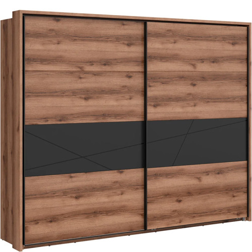 Фото шафи-купе FORN SZF/270 BRW дуб делано темний / чорний з додатковою декоративною панеллю