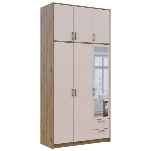 РОНДІ Шафа з дзеркалом та високою антресоллю 3 ДСП ДОРОС (DOROS) 121х52х260