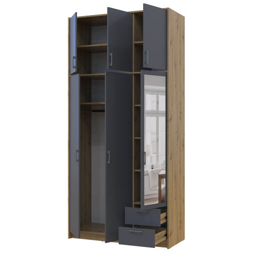 РОНДІ Шафа з дзеркалом та високою антресоллю 3 ДСП ДОРОС (DOROS) 121х52х260