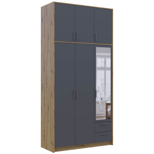 РОНДІ Шафа з дзеркалом та високою антресоллю 3 ДСП ДОРОС (DOROS) 121х52х260