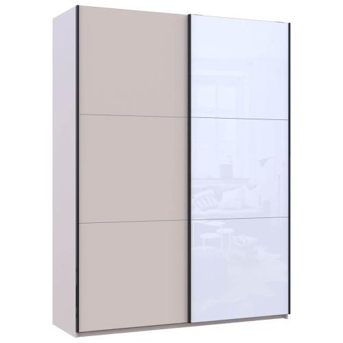 Фото шафи-купе 1 ДСП / 1 Скло G-КАЙЗЕР ДОРОС (DOROS) 180х60х240 кашемір / кашемір+білий – вигляд збоку
