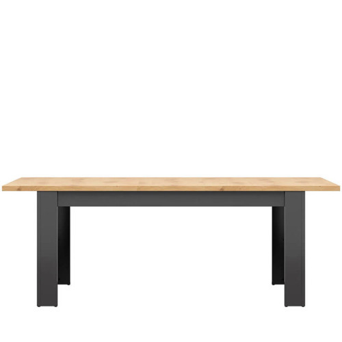 Фото обеденного стола HESEN STO/7/16 BRW графит / дуб артизан в разложенном виде