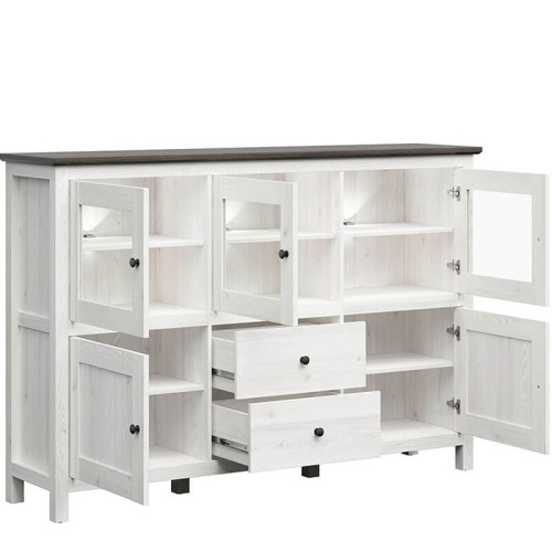 Фото мебели для столовой HESEN BRW лиственница sibiu светлая / сосна larico – наполнение буфета